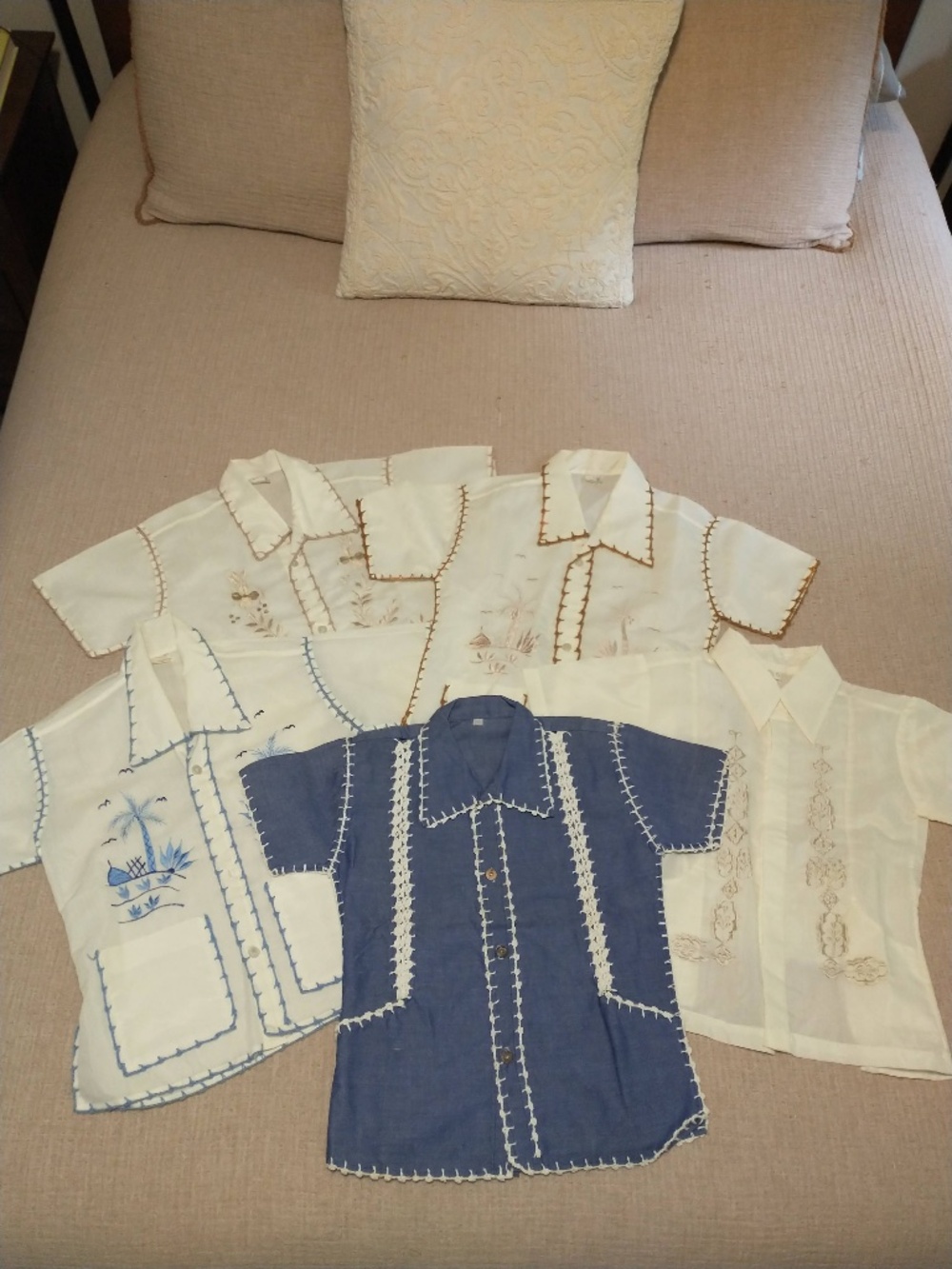 Lot of 5 Vintage Filipino Barong Tagalog Dress Shirts for Boys